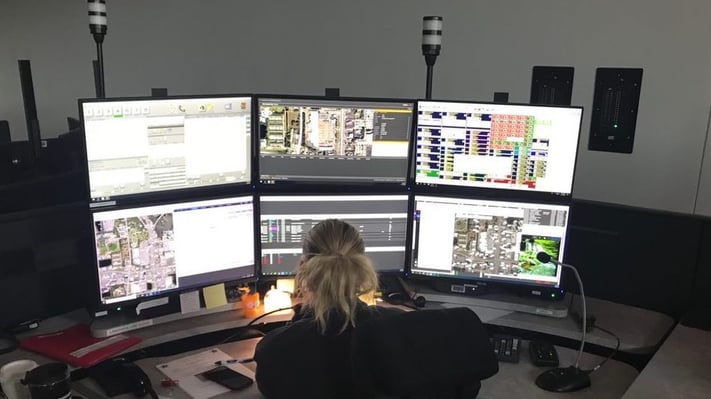 Woman and PSAP Screens Video Image
